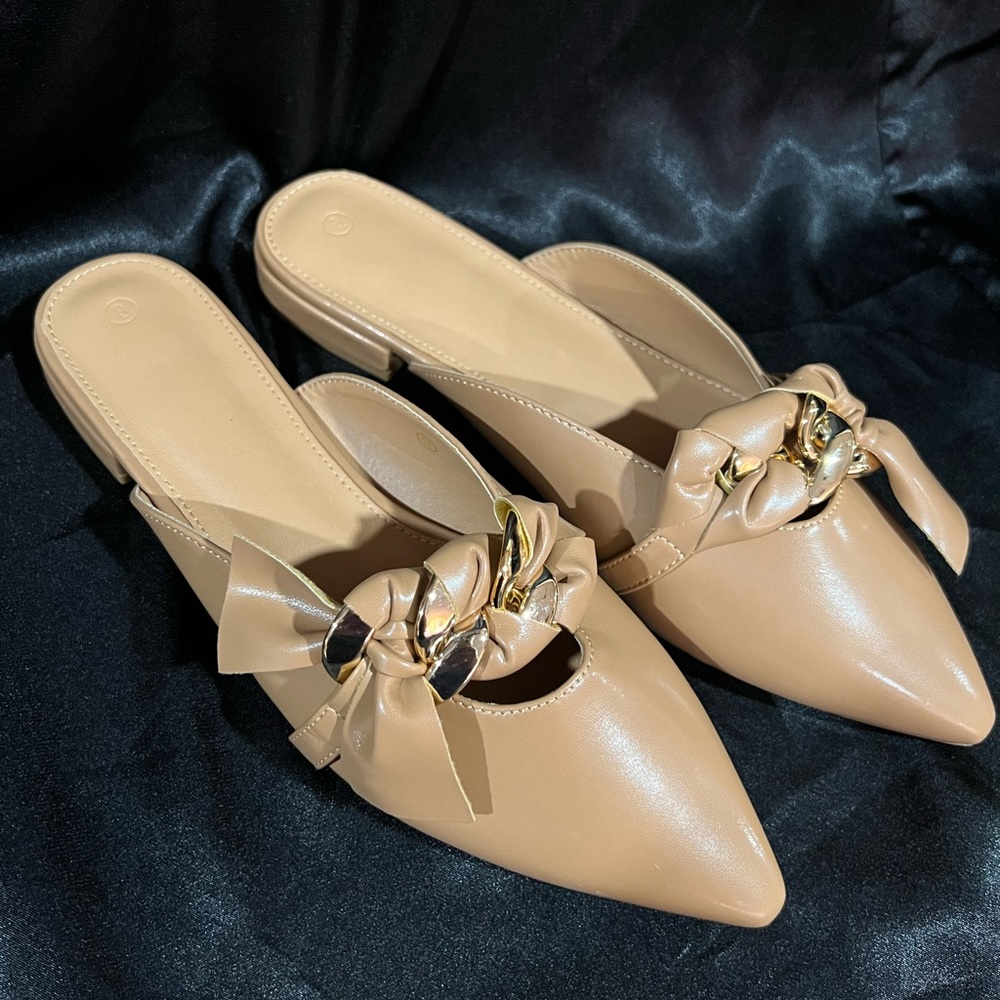 Tan formal flats NEW
